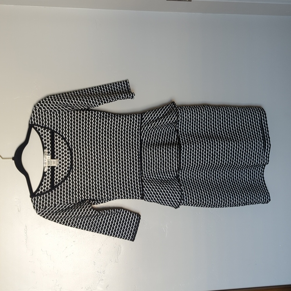 Max Studio Black & White Peplum Midi Pencil Dress Size S